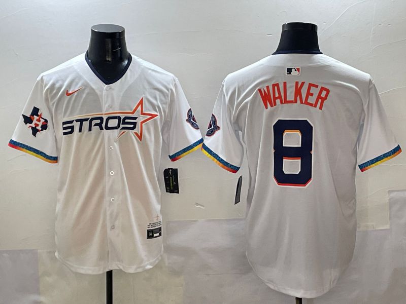 Men Houston Astros #8 Walker White Four generations Joint Name 2025 Nike MLB Jersey style 8